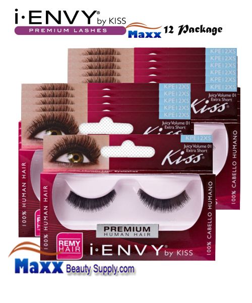 12 Package - Kiss i Envy Juicy Volume 01 Eyelashes - KPE12XS - Extra Short